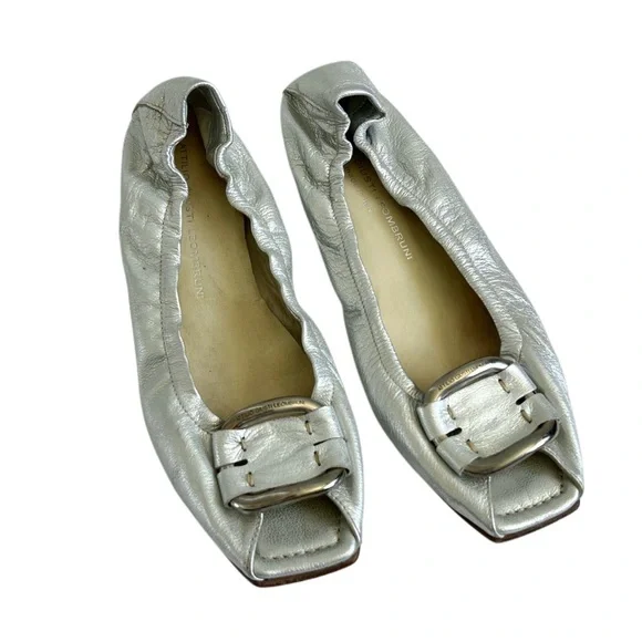 ATTILIO GIUSTI LEOMBRUNI AGL silver genuine leather ballet flat 41 11 - Picture 2 of 10